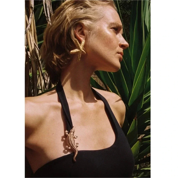 Zara Star Gold Starfish Earrings - Picture 4 of 14